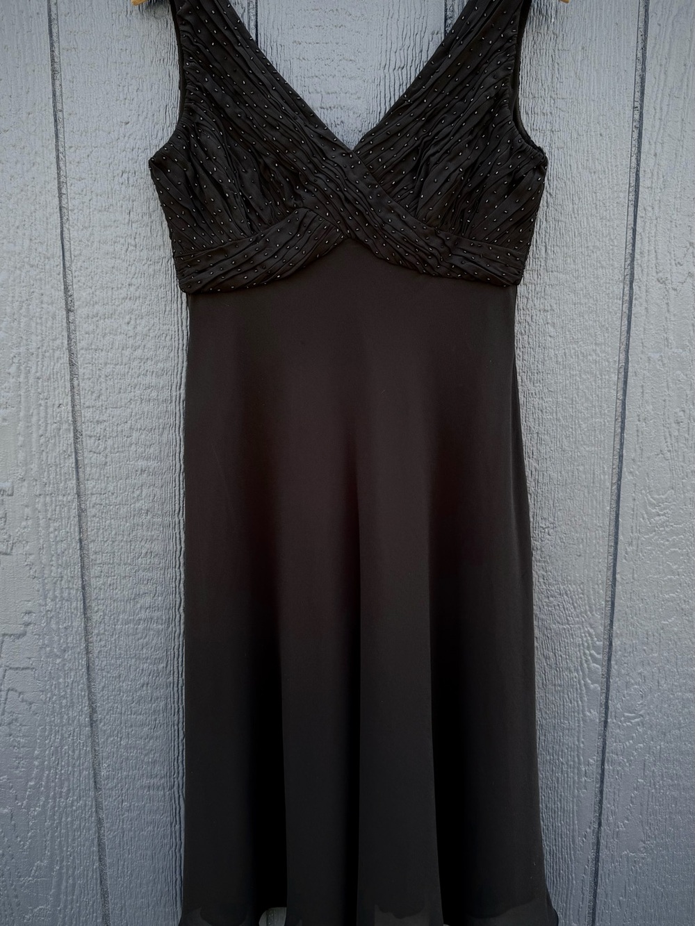 Adrianna Papell Black Beaded V-Neck Evening Dress